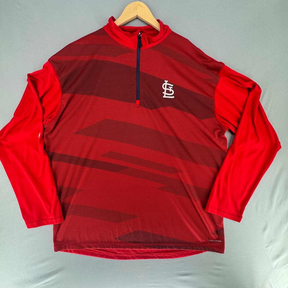 Majestic St Louis Cardinals Mens 2XL Cool Base 1/4 Zip Pullover Red MLB Jacket